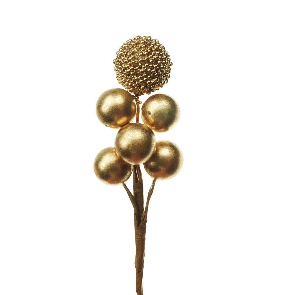 Grenerics 20 Branch Gold Holly Berry Stems Artificial Berries Picks for Berry Wreath Christmas Berries Garland and Holiday Wreath Ornaments by Baryuefull