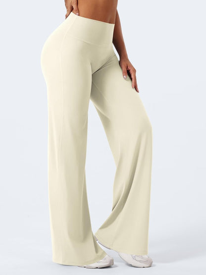 YEOREO Workout Leggings Womens No Front Seam Straight Leggings 33" Thin Fleece High Waist Buttery Eddiy Gym Yoga Pants Apricot White L