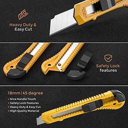 Nicpro 10 PCS Utility Knife Set, 18 mm Retractable Box Cutters Bulk Razor Knife for Heavy Duty Office, Home, Arts Crafts, Hobby