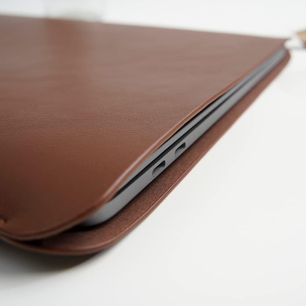 13/14/15-inch Faux Leather Laptop Sleeve | Compatible with MacBook Air/Pro, Dell XPS, Surface Pro & More | Ultra-Thin Design + Universal Fit (Dark Brown, 13 Inch Laptop)