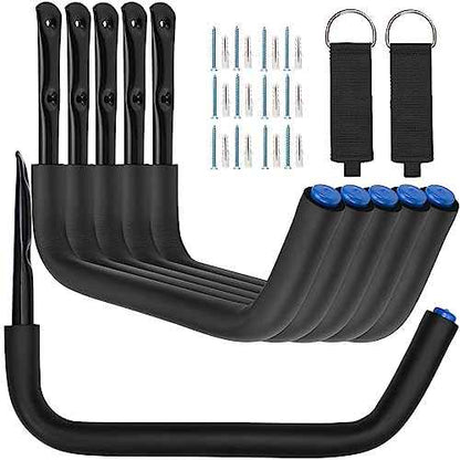 Kayak Storage Rack Wall Mount, Garage Storage Hooks, Heavy Duty Garage Hangers for Hanging Canoe, Surfboard, Snowboard, Paddle Board, Ladders, Bikes, Tool