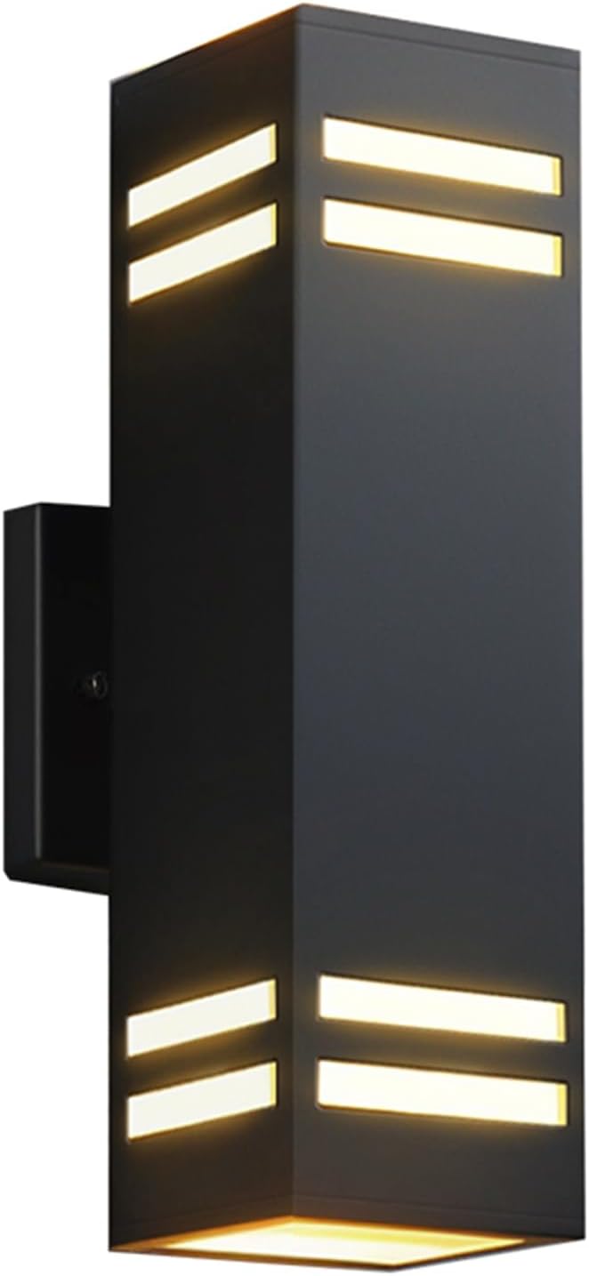 Modern Outdoor Wall Lights Dusk to Dawn, Black Exterior Lighting Fixtures Wall Mount with E26 Base, Square Outdoor Sconce Waterproof Outside Lights for House Porch Front Door, Bulbs Included