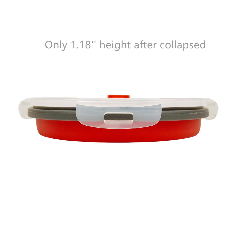 CARTINTS 1200ml Large Collapsible Food Containers Silicone Lunch Containers Silicone Leftover Food Containers, Ideal for Camping Travel, 3Pack