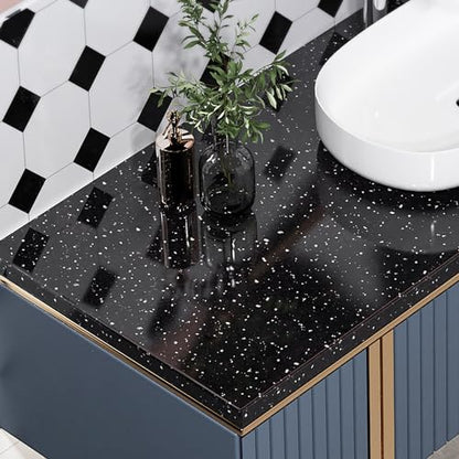 Livelynine Galaxy Black Granite Contact Paper for Countertops Waterproof Marble Countertop Peel and Stick Counter Top Covers Kitchen Wallpaper Self Adhesive Desk Vinyl Wrap Bathroom Sticker 15.8x78.8
