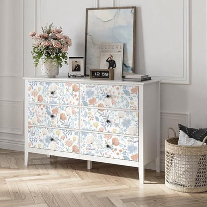 Yasinet Floral Wallpaper Removable Contact Paper Peel and Stick Wall Paper Boho Modern Pink and Blue Flower Wallpaper for Bedroom Bathroom Cabinets Self Adhesive Vinyl 17.3"x78.7"