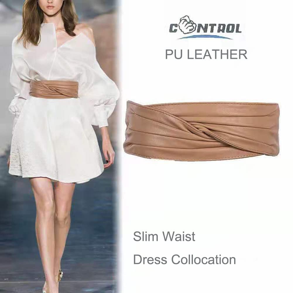 JRMLPL Women Corset Belt Adjustable Wide Belts Dress Waist Obi Belt, 01 Khaki
