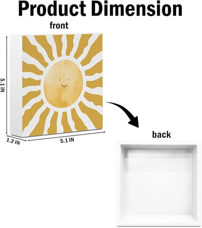 Inspirational Sunshine Wooden Box Sign, Boho Sun Decor, Spring Summer Rustic Farmhouse Home Nursery Playroom Toddler Room Classroom Decor Wood Block Plaque, Desk Table Shelf Decor Decorations