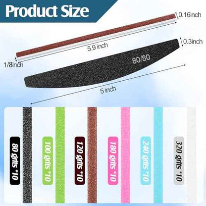 Honoson 70 Pcs Sanding Sticks Polishing Sticks Fine Sanding Twig Coded Abrasive Sand Twig for Plastic Model Assorted Metal and Wood Sand Tool Accessory for Craft(Low Grits Rating,Half Moon)