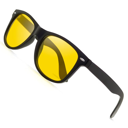 KANASTAL Night Vision Glasses Men Women Fashion Square Nighttime Driving Glass Anti Glare Non-polarized Yellow Lens Classic Trendy Accessories