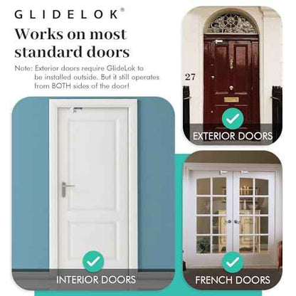 1 Pack ? GlideLok Child Safety Door Top Lock | for Interior & Exterior Doors | Lock & Unlock from Both Sides | Stop Kids, Pets, Dogs & Cats from Opening Doors