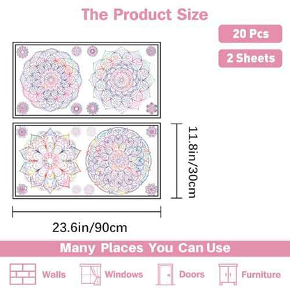 PLIGREAT 2 Sheets Purple Mandala Wall Decal Removable Vinyl Wall Sticker for Bedroom Living Room Yoga Studio Background Wall Mural Decor DIY Creative Art Bohemian Home Indoor Decorative