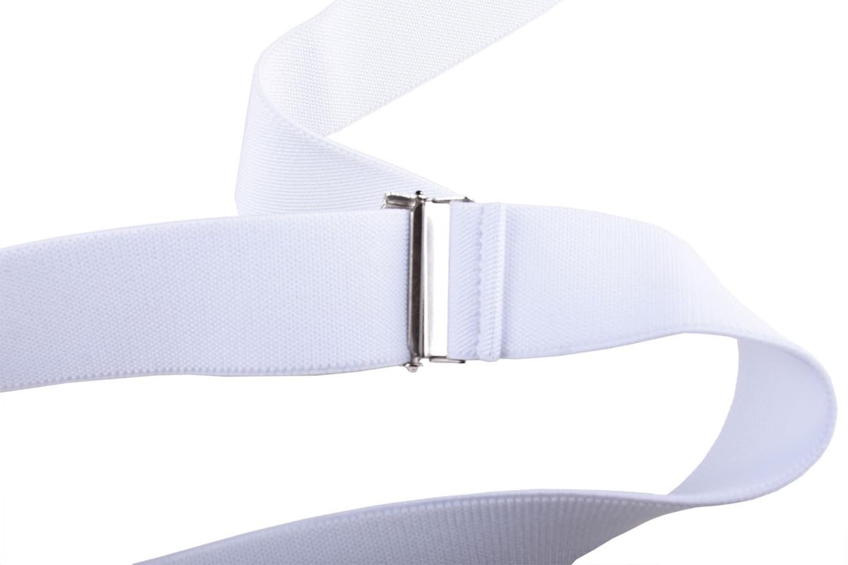 JRHEJTFZ Suspenders for Men with Snap Hooks Heavy Duty Adjustable 1.4 inches Wide White