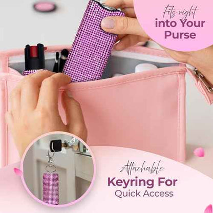 FURY Gem Stone Pepper Spray Stun Gun Combo ? Stylish Multi-Color, 12ft Range, UV Dye Identifier, Flashlight, Rechargeable, Self-Defense Kit, Personal Safety, Rhinestone casing