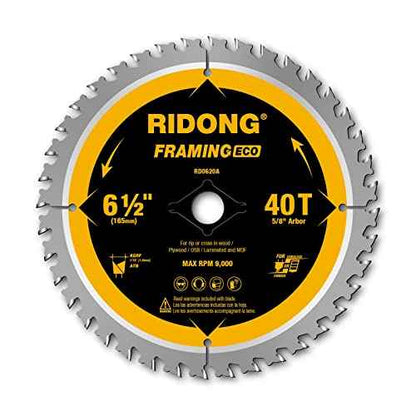 6-1/2 Inch 40 Tooth Circular Saw Blade with 5/8 Inch Arbor ATB Finishing for Wood Cutting(5-Packs)