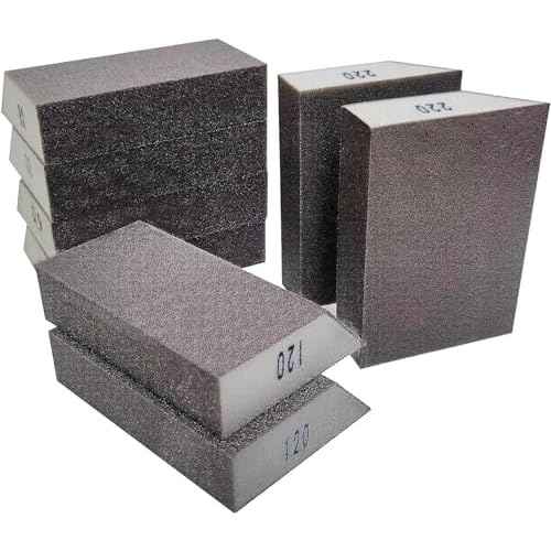 M-jump 8 Pack Single Sanding Sponge Kit- 60/80/120/220- Coarse Medium Fine Grit,Washable and Reusable Sanding Blocks for Wood-Working Sanding Metal Polishing