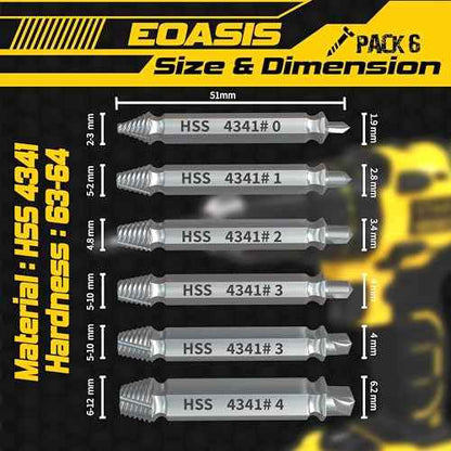 Gifts for Men ? Stripped Screw Extractor Set ? Father¡¯s Day Gifts from Wife, Daughter, & Son ? Easy Out Extractor Set for Nuts, Screws & Bolts ? Perfect Husband & Birthday Gifts (Silver (Pack of 6))