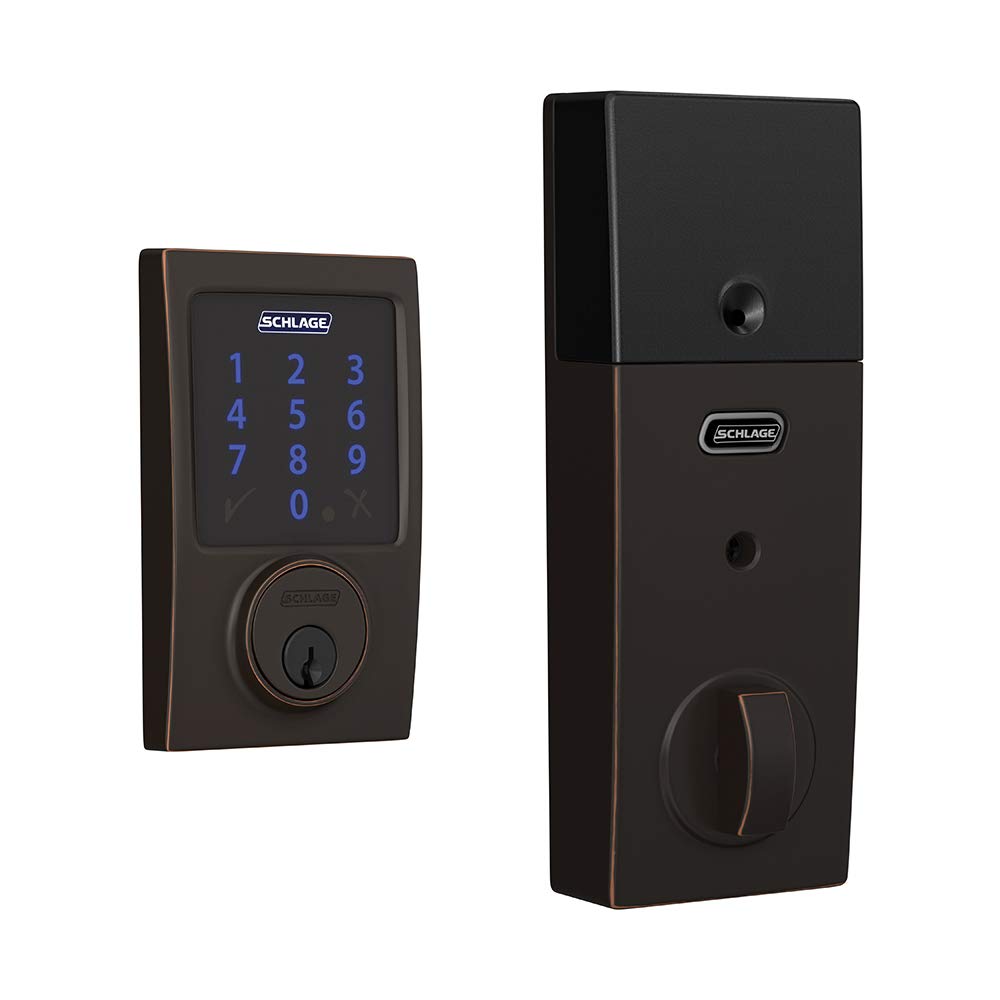 SCHLAGE BE469ZP CAM 605 Connect Smart Deadbolt With Alarm Inbuilt Camelot Trim In Bright Brass