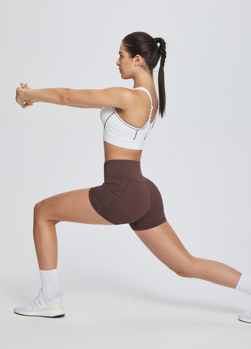 baleaf Gym Shorts Women 3" Biker Workout Yoga Spandex Running Volleyball Tummy Control Compression with Pockets Brown S