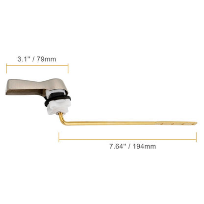 Hibbent Universal Metal Front Mount Toilet Handle Replacement Kit, Brass Toilet Flush Tank Lever with Stainless Steel Flapper Chains for Most Toilets, Brushed Nickel Finish