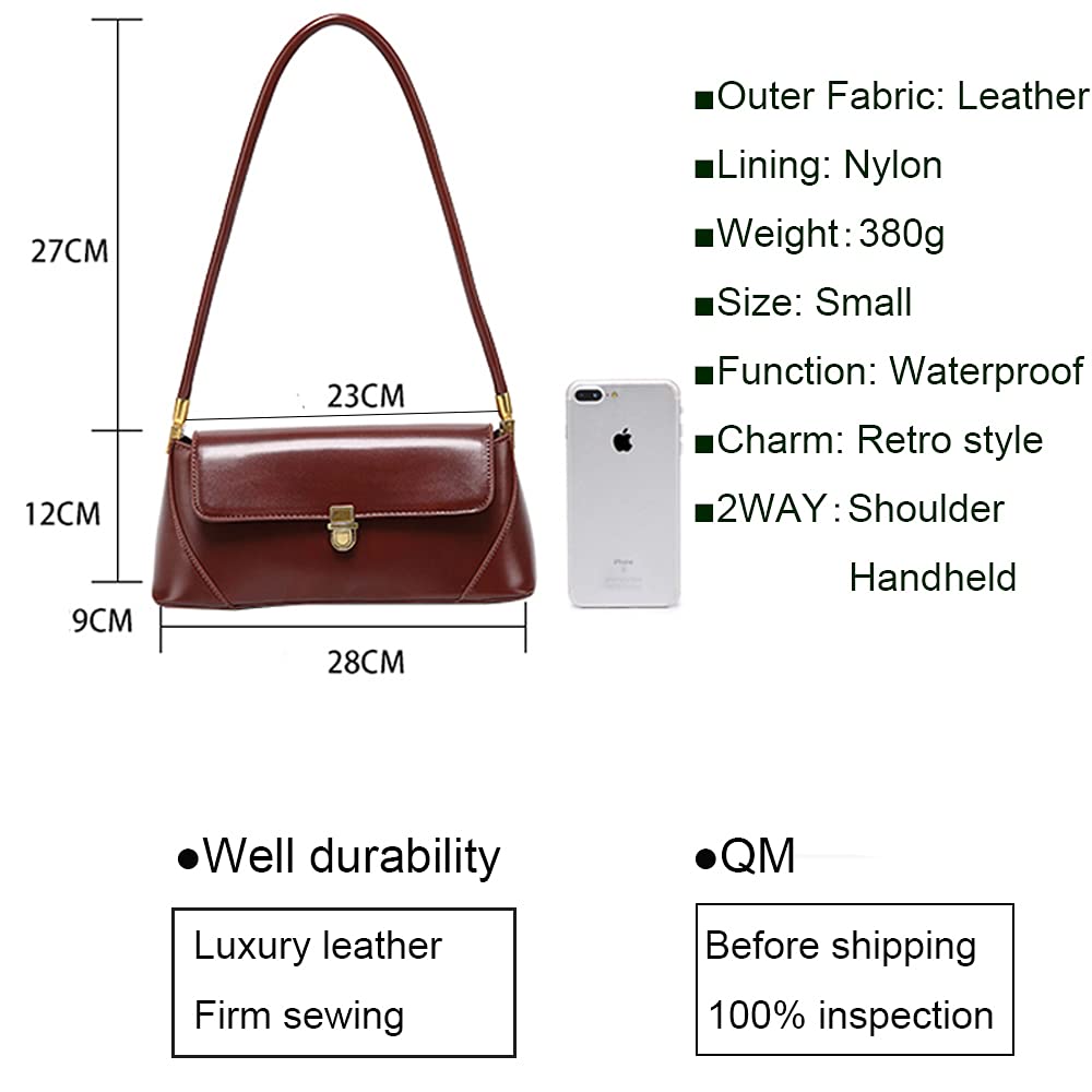 Small Clutch Shoulder Bag for Women Leather Mini Tote Handbag Purse with Buckle Closure (coffee)