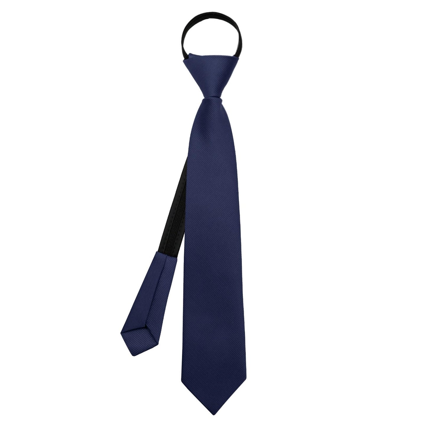 GHTIYLP Black Tie for Women Pre-tied Adjustable Womens Tie, Solid Color Zipper Ties for Women Accessory School Office Casual (Navy Blue)