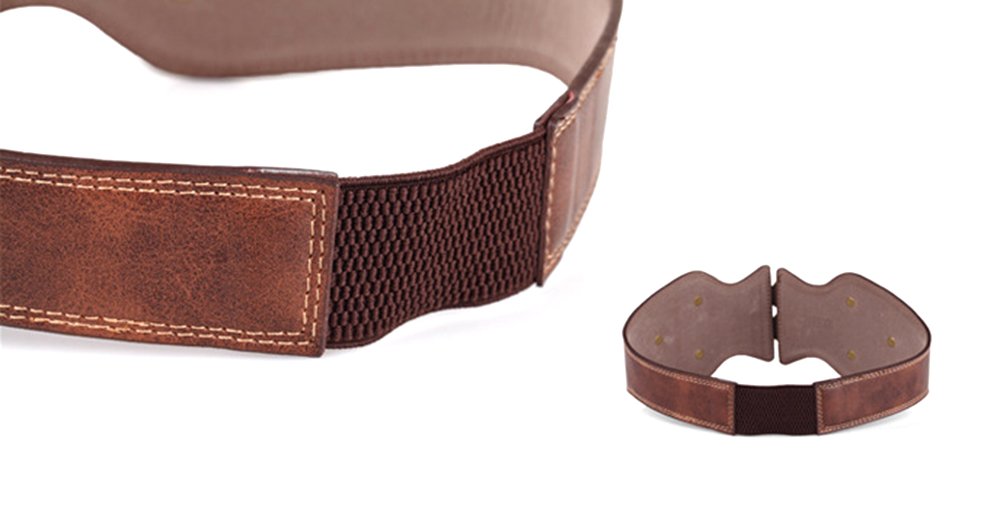 ICSTH Womens Obi Belt Vintage PU Leather Elastic Wide Waist Belt Fashion Retro Wide Belts (BROWN, 92CM)