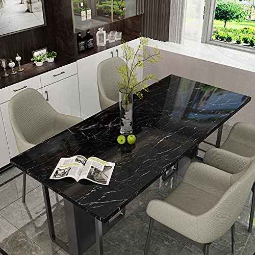 CRE8TIVE Black Marble Contact Paper for Countertops Waterproof Glossy Marble Wallpaper Peel and Stick Countertops Self Adhesive Removable Marble Vinyl Roll for Cabinets Table Tops Shelf Liner 12"x80"