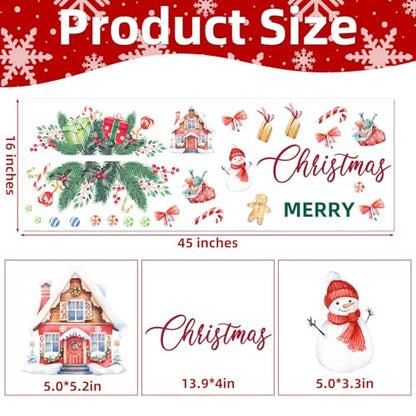 Merry Christmas Wall Decals Stickers Holiday Party Backdrop Decorations Festive Arch Backdrop Home Decor Christmas Photography Background Stickers for Living Room Nursery Home