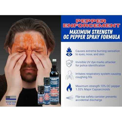 4 oz. Splatter Stream Pepper Spray for Self Defense - Maximum Police Strength 10% OC Formula, Emergency Personal Protection, Flip Top Safety for Quick and Accurate Aim