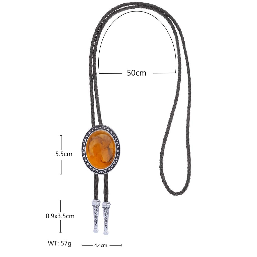joymiao Vintage Bolo Tie for Men Western Cowboy Wedding Necklace Natural Stone Native American Bolo Tie Leather Necktie Costume Accessorie