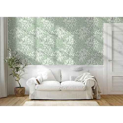 Safiyya Floral Peel and Stick Wallpaper Boho Contact Paper Green and White Wallpaper for Bedroom Waterproof Self Adhesive Removable Wall Paper 118''¡¿17.3''