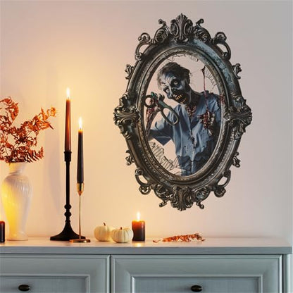 Scary Halloween Wall Stickers, Bloody Hands Broken Mirror Decals, Horror Decorations for Haunted House, Party Door