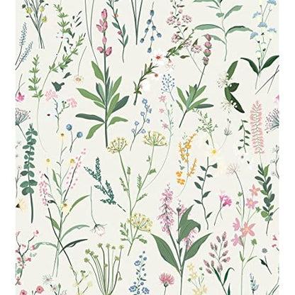 Self Adhesive Colorful Botanical Floral Contact Paper Shelf Liner Peel and Stick Floral Wallpaper for Walls Furniture Cabinets Table Arts Crafts Decal 17.7X117 Inches
