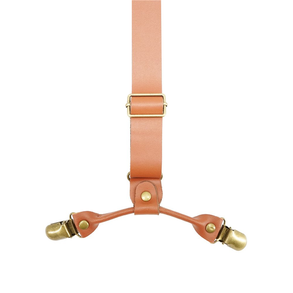 Lawevan 1 Inch Wide Suspenders for men,Soft Cattlehide Split Cow Leather,England Style, Y-shaped Adjustable 4 Braces Clips