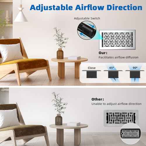 Floor Registers 6x12 Inches - 3 Pack Heavy Duty Walkable Steel Floor Vents Ease Adjust Air Flow Direction Vent Covers for Home Floor Satin Nickel Floor Vent Covers