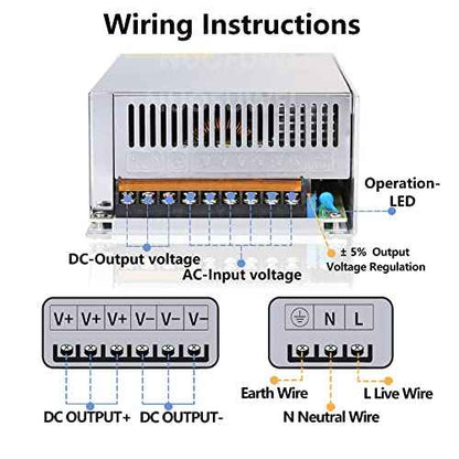 DC 12V 100A 1200W Switching Power Supply Adapter PSU AC-DC 12Volt Industrial Transformer Converter SMPS 110V/220V for Motor Pump LED Drive CCTV Security Camera Car Stereo and More 12V Device
