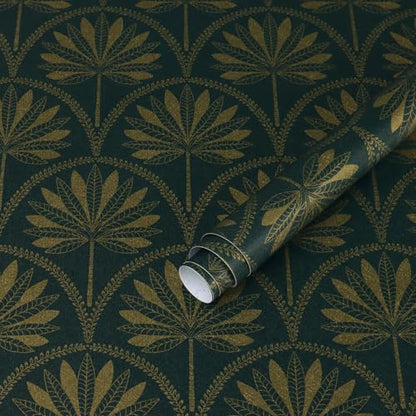 Heroad Dark Green Peel and Stick Wallpaper Tropical Wallpaper Green and Gold Contact Paper for Bedroom Living room Removable Self-Adhesive for Cabinets Shelf Liner Vinyl Roll Self Adhesive 78.7"x17.3"