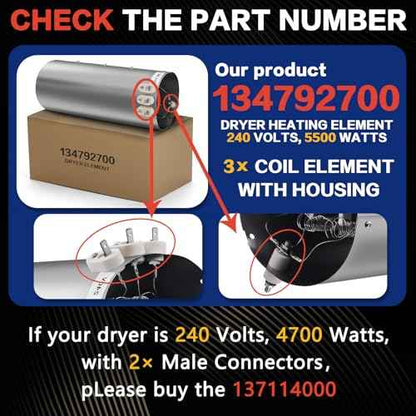 Dryer Heating Element Replacement Fit for Elec-trolux EIED55HIW0 EIMED55IIW0 EIED50LIW1 EIMED55IMB3 EIMED55QT0 EIED55HMB0 EIMED55IIW1 EIED50LIW0 EIED55IRR0 EIMED55IRR0 EIMED55IMB0 EIED55IKG0