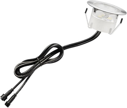 1 Pack Low Voltage LED Deck Lighting Kit Stainless Steel 0.2W~0.5W Waterproof Outdoor Yard Garden Decoration Lamps Landscape Pathway Patio Step Stairs RGB LED In-ground Lights(Silver Border,RGB)