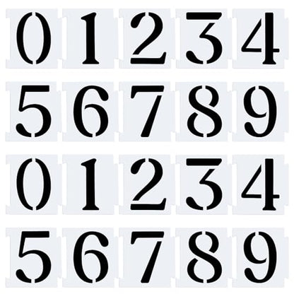 Curb Stencil Kit 0-9 Address Number Stencils for Address Painting 20 Pcs Reusable Plastic Numbers Stencils Interlocking Templates for Painting on Road Wood Wall Mailbox (5.1 ¡¿ 4.3 Inch)