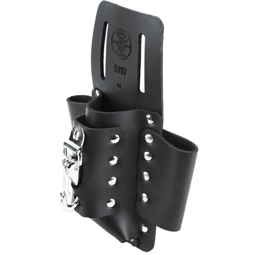 Klein Tools 5119 Tool Pouch, Multi Tool Holder with 4 Pockets and Knife Holder is Great for Electrician Gifts