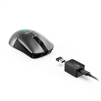 Lenovo Legion M410 Wireless RGB Gaming Mouse – 6 Button Palm Grip Mouse with 16,000 DPI, 53 Hour Rechargeable Battery, 2-Zone RGB Lighting, NVIDIA Reflex Compatible