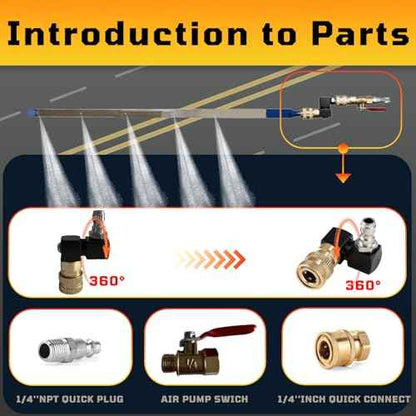 Radiator Cleaning Wand: 47"/39"/32"/24" Selectable Length | Max 4500 PSI with 360¡Æ Swivel Quick Coupler & Embedded Punched, Pressure Washer kit for Car/Truck, Condensers & Heavy Machinery