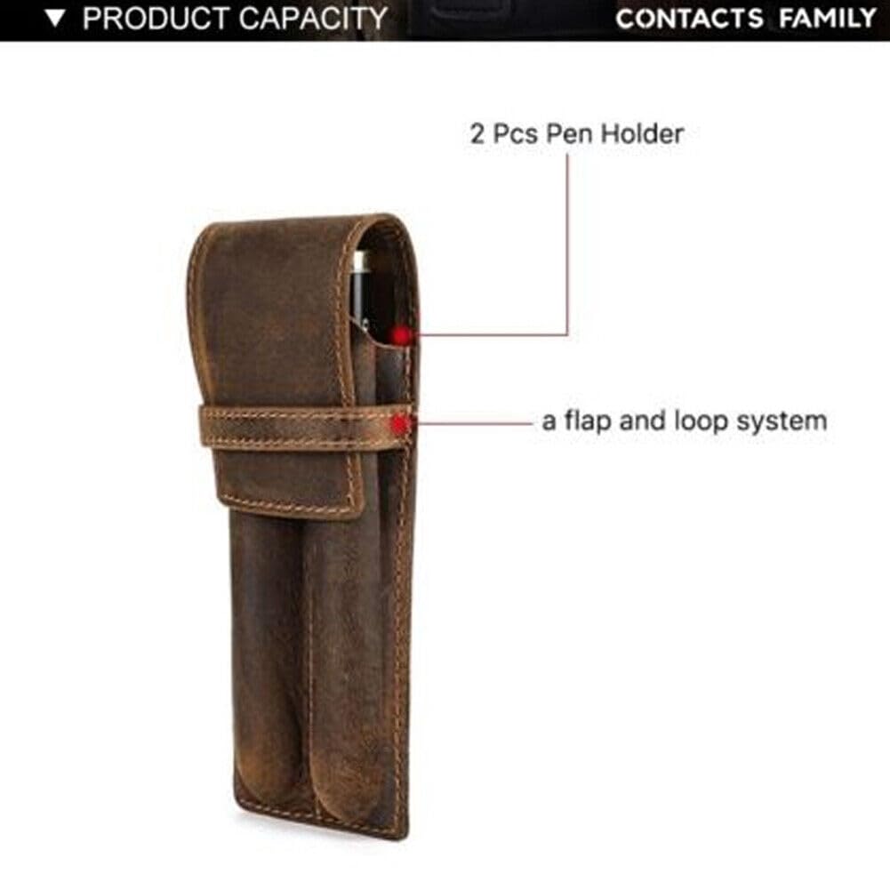 Genuine Leather 2 Slots Pen Holder Case Luxury Fountain Pen Sleeve Organizer Bag