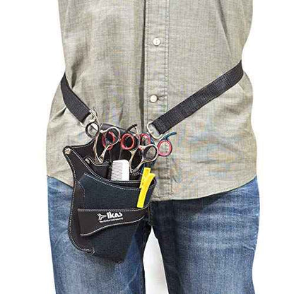 IKAS Scissor Holster - Multi Color PU Leather Shear Holder for Hairdressers, Barbers & Pet Groomers - Waist/Shoulder Belt Shear Holder