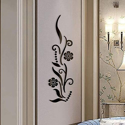 3D Flower Acrylic Wall Sticker for Bedroom Living Room Sofa Backdrop Tv Wall Background, 3D Removable Acrylic Wall Decor Decal Sticker for Home Decoration (Black)