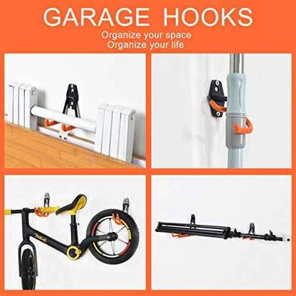 AOBEN Garage Hooks Heavy Duty, Steel Garage Storage Hooks, Utility Tool Hangers and Broom and Mop Holder Wall Mounted for Organizing Cleaning Tools, Mops, Garden Tools (S, 10 Pack)