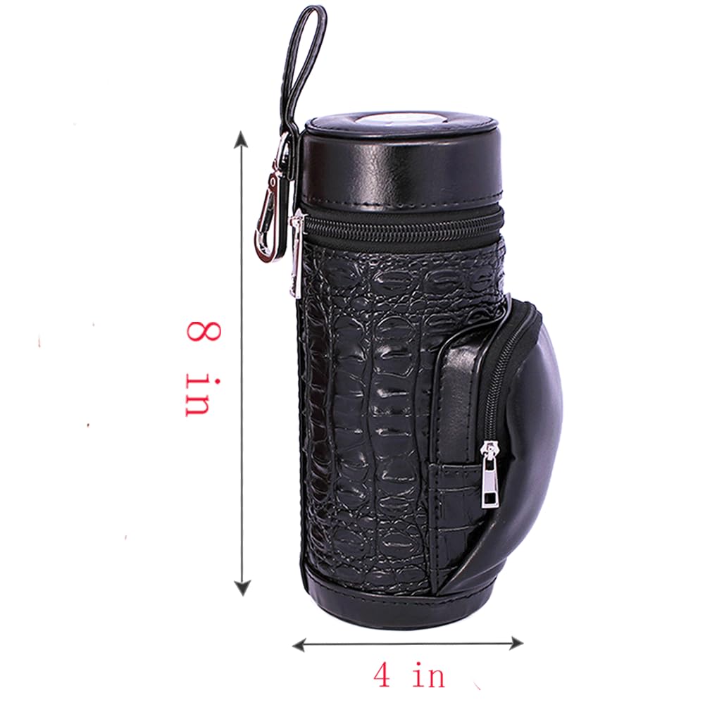 AMANCY Portable Black Cigar Humidor Travel Case, Slender Cylindrical Crocodile Pattern Leather Holder with Cigar Accessories for Men