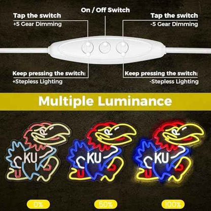University Basketball Team Neon Sign, Light Up Dimmable College Kansas Hawk Team Logo Led Neon Sign Light Hanging for Wall Decor, Bedroom, Dormitory, Man Cave, Birthday Christmas Gift