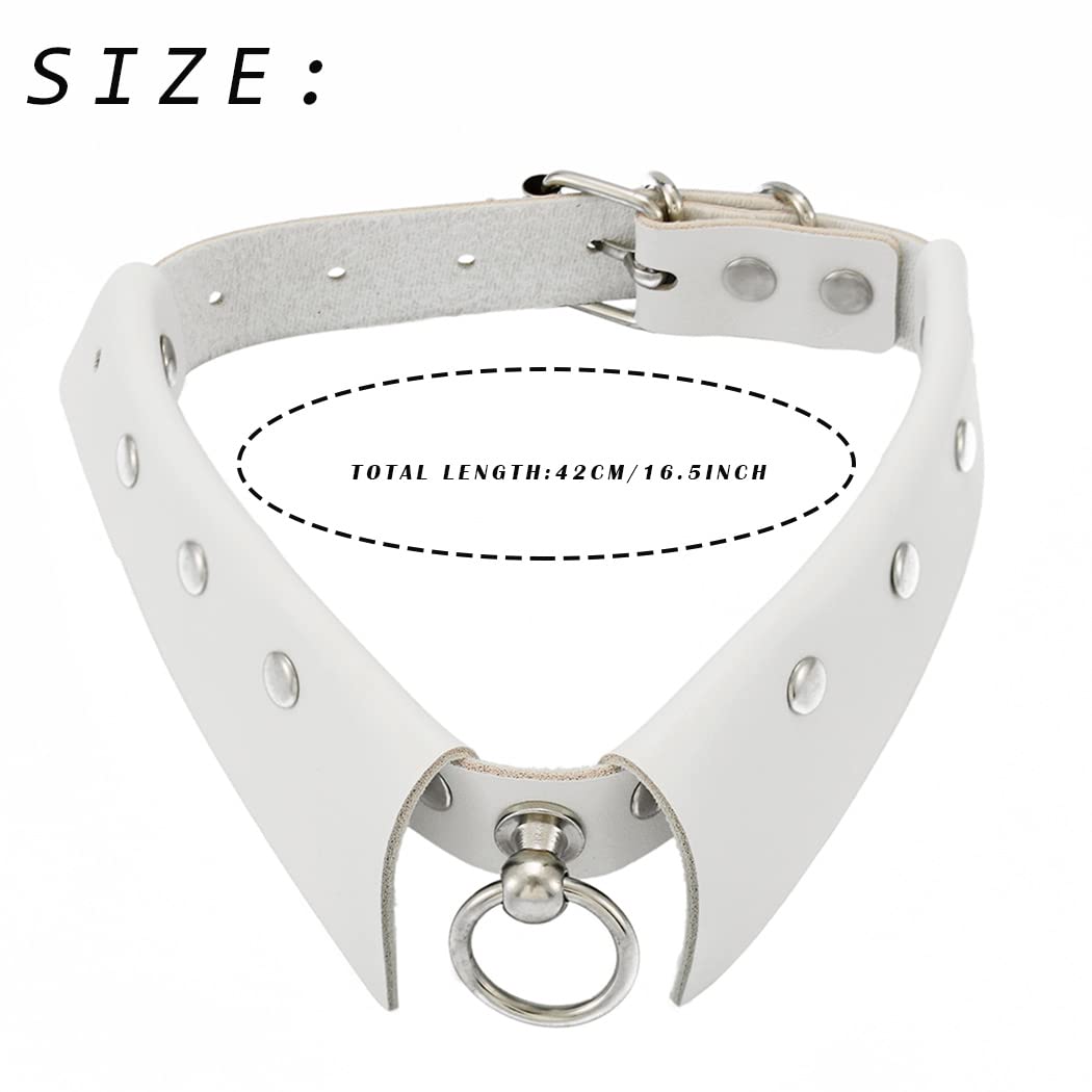 Urieo Gothic Leather Choker Necklace White Punk Nightclub Jewerly Accessories for Women